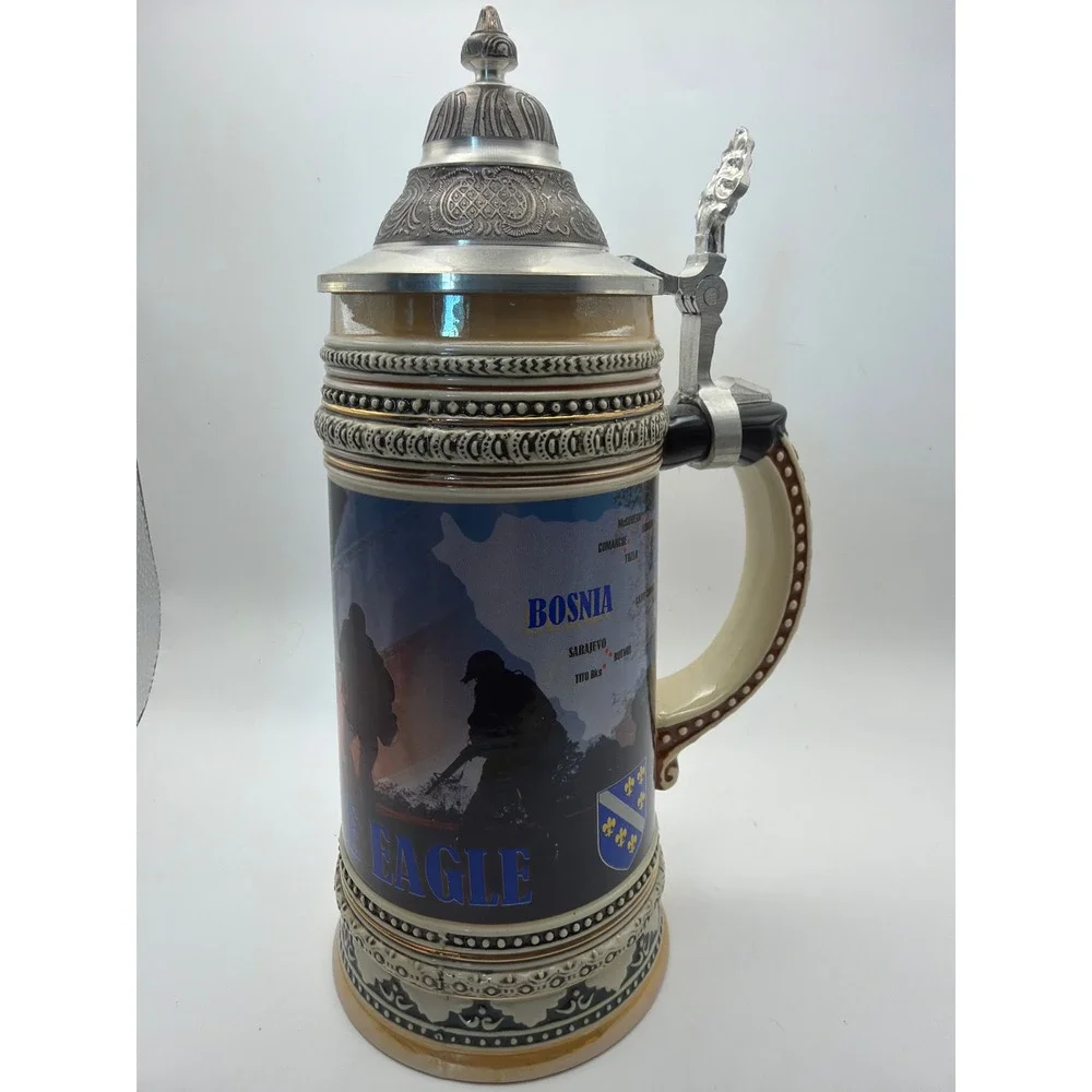 Task Force Eagle Bosnia German Beer Stein Limited Edition Pewter Lid 1536/5000